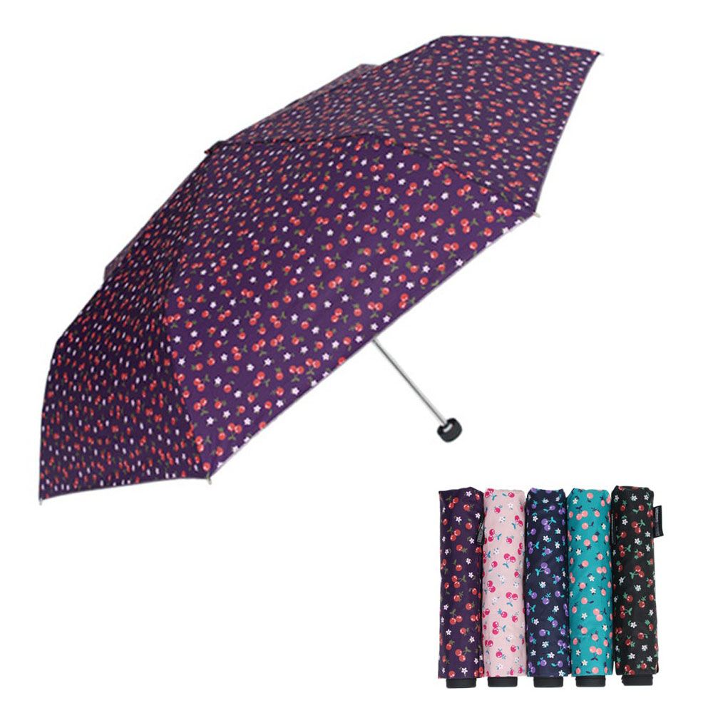 3단 수동 체리패턴 우산 접이식 여성 패션우산 (랜덤)