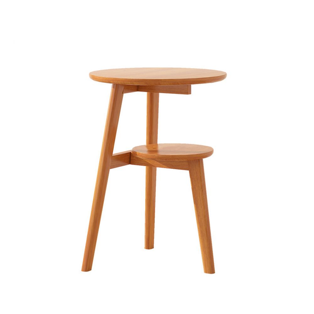 체리 42cm 2단 사이드 원목 테이블 미니 원형