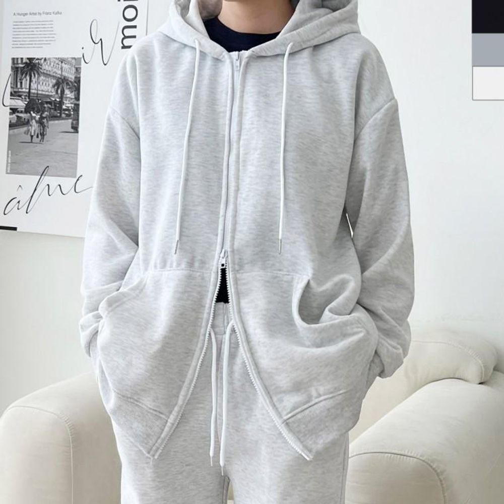 여성 데일리 캐주얼 빅사이즈 기모 투웨이 후드집업