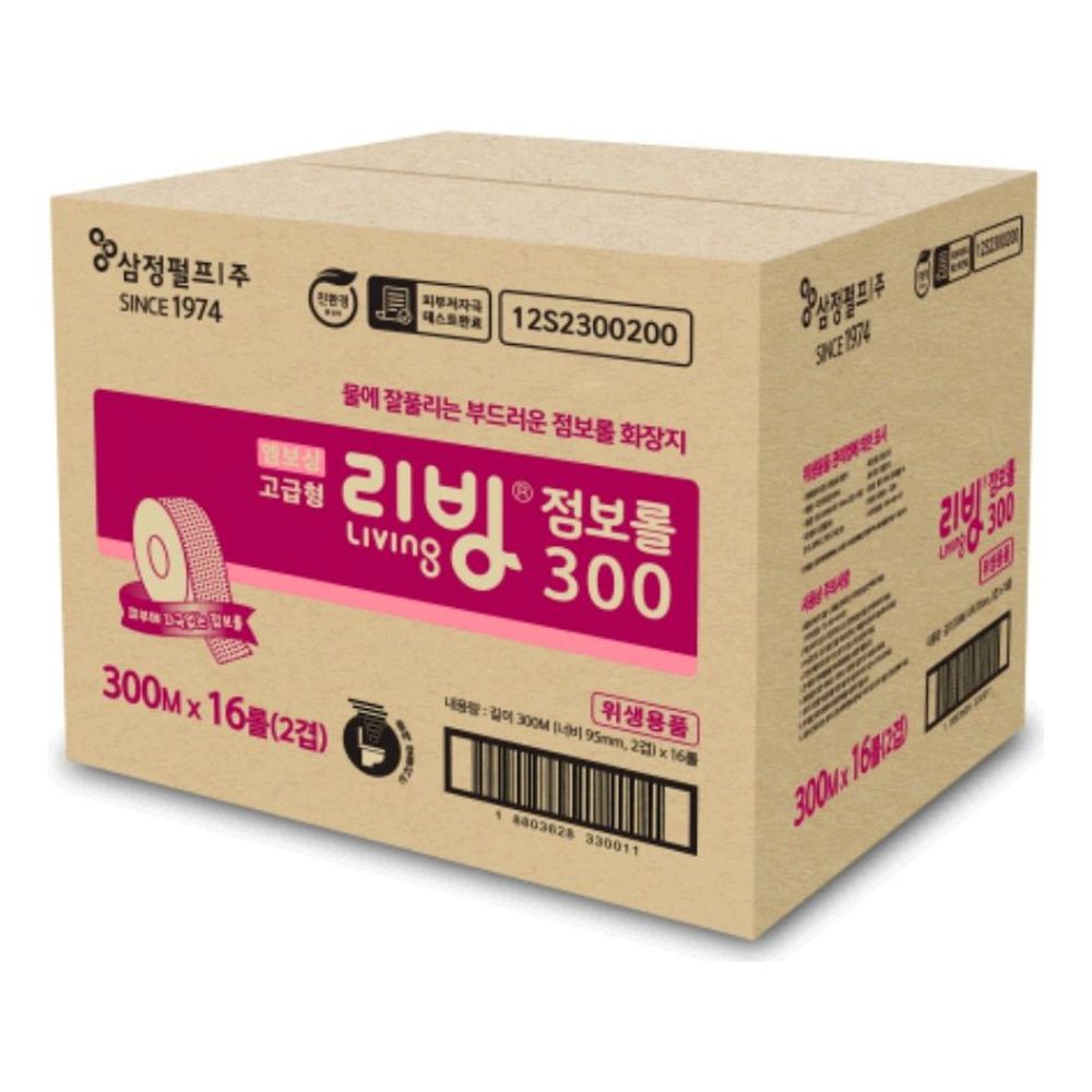 삼정 리빙 점보롤 화장지 300m x 4롤 x 4팩
