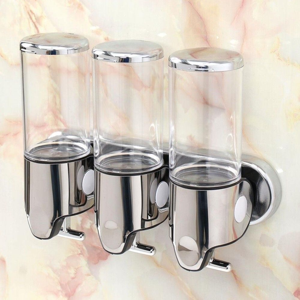 욕실 샴푸 디스펜서 (3구 450ml 투명) JT48