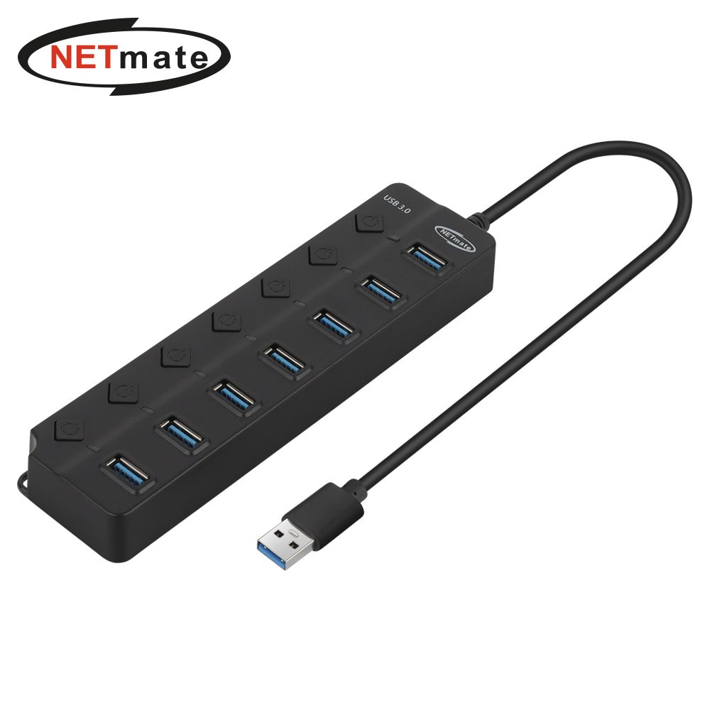 강원전자 넷메이트 NM-UBA307 USB3.0 7포트 허브 블랙