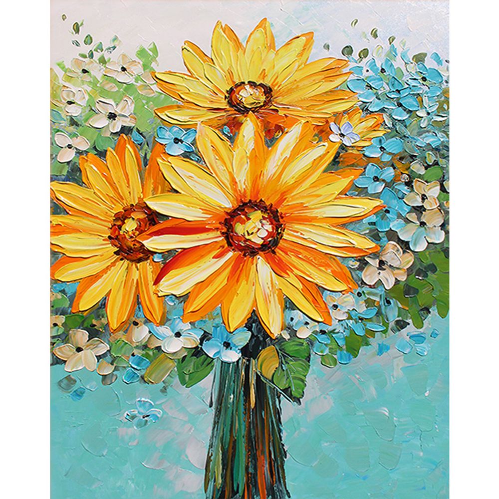 세송이 꽃다발 (원형) 캔버스 보석십자수 40x50