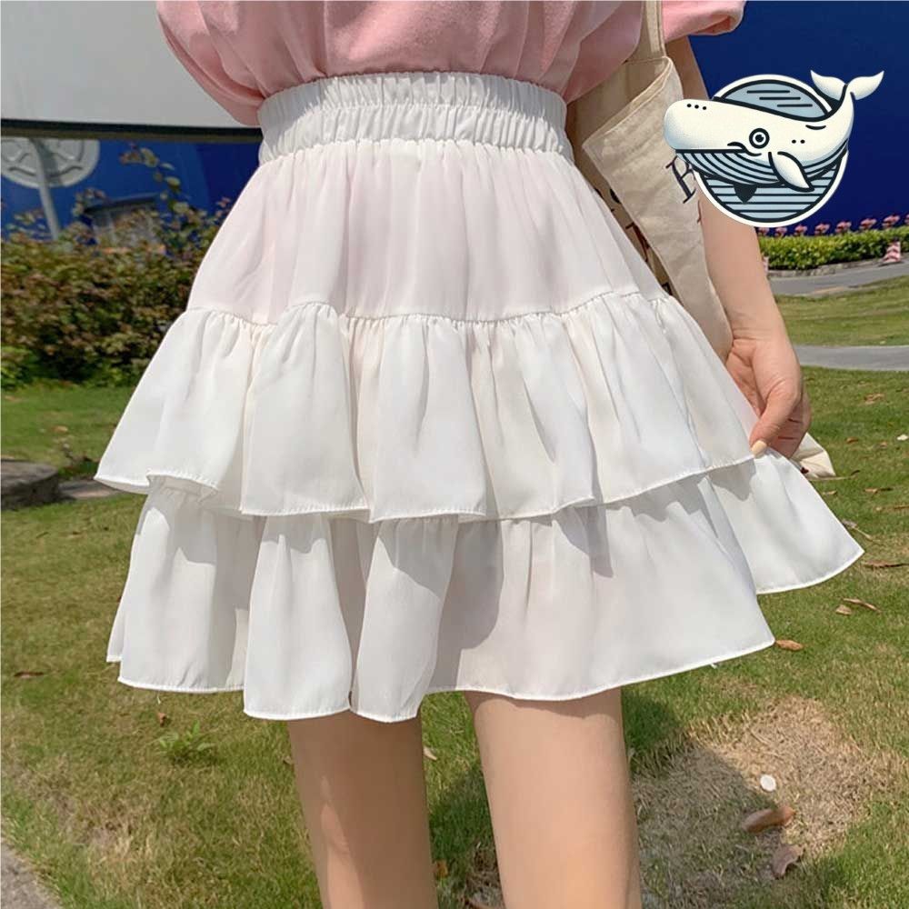 여성용 귀여운 플레어 캉캉 미니 치마 허리밴드