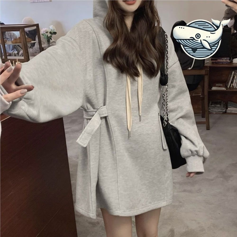 기모 후드 롱셔츠 큐티 루즈핏 따뜻한 캐주얼