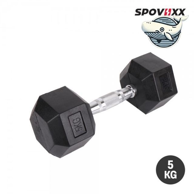헬스 홈트 덤벨 5kg 흑색 고무 아령 팔