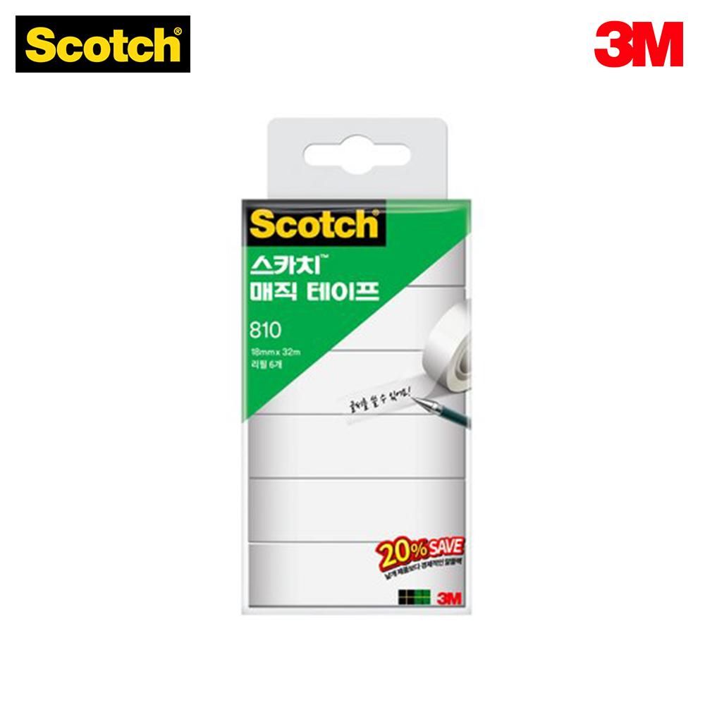 3M 스카치 매직테이프 오피스팩 리필 810R-6 (18mm)