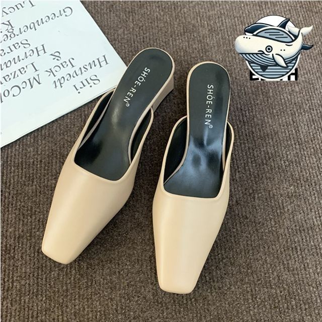 뮬 로우힐 여성용 세련된 사각코 로퍼 데일리