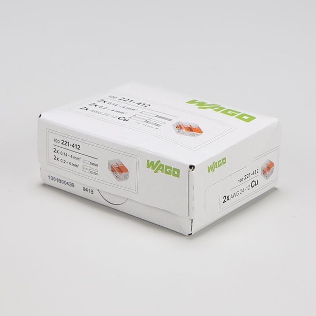 와고 전선 커넥터 221-412 단선 연선 100개입/BOX판매