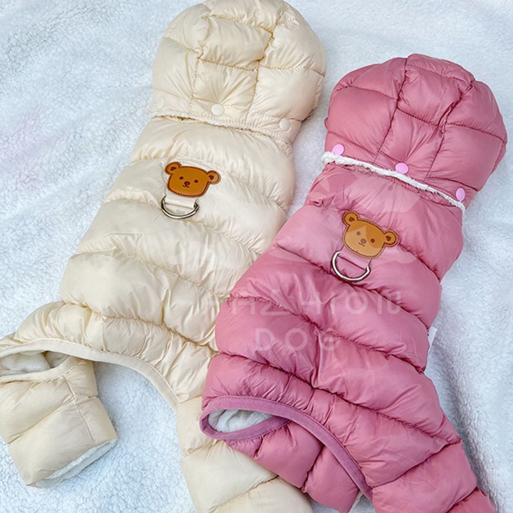 강아지 웰론 후드 올인원 패딩 1P 반려견 겨울 점퍼