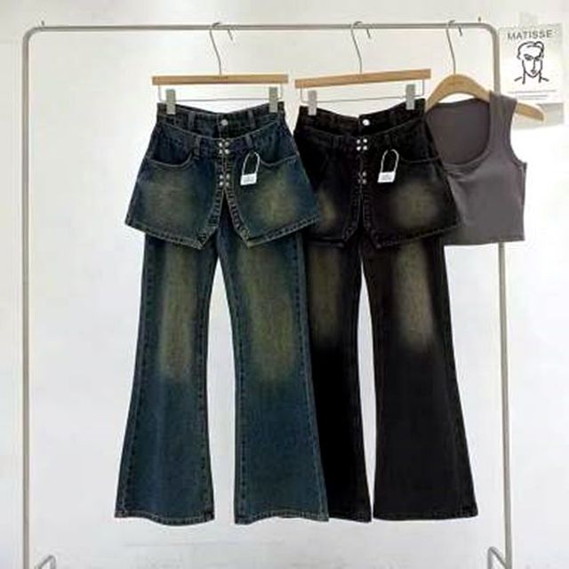 데님 팬츠 URS2420764 찢어진청바지 와이드데님팬츠