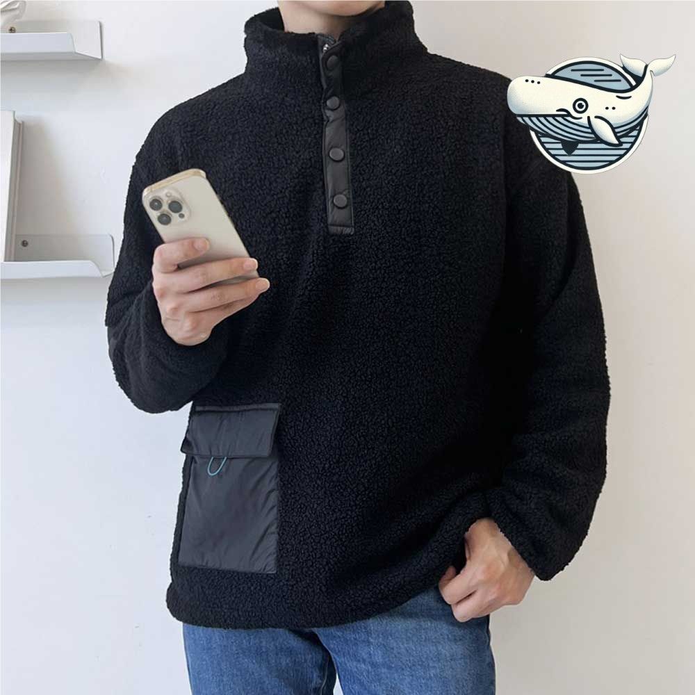 남자 따뜻한 양털 후리스 반집업 맨투맨 포켓