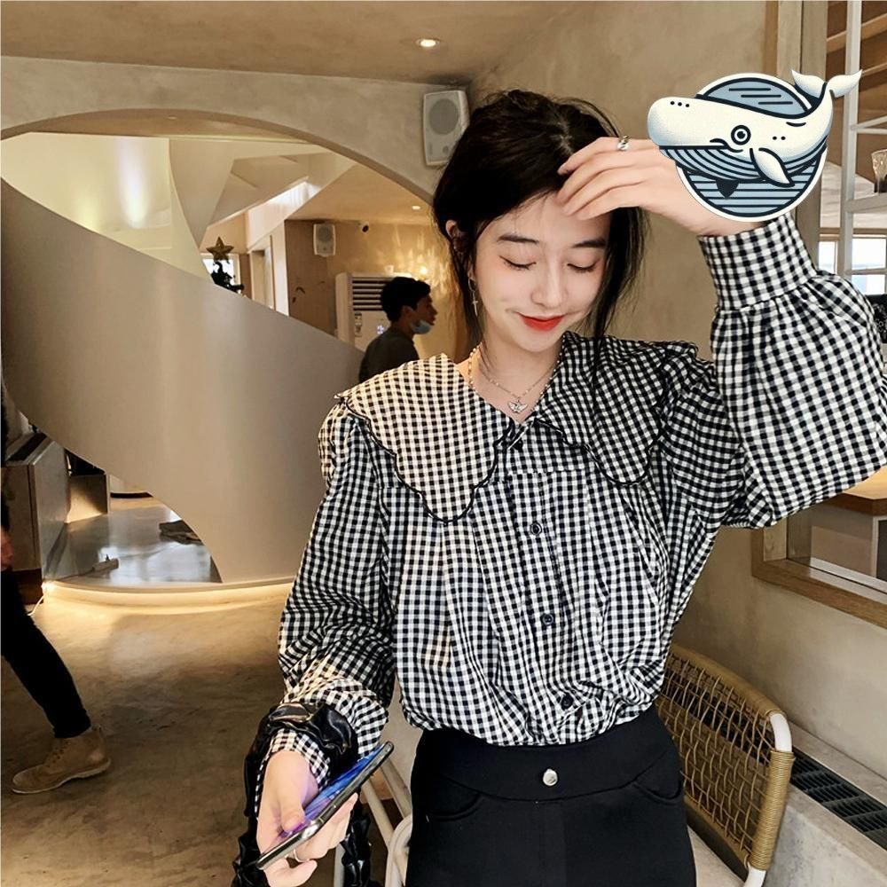 루즈핏 체크 블라우스 빅카라 스타일리시