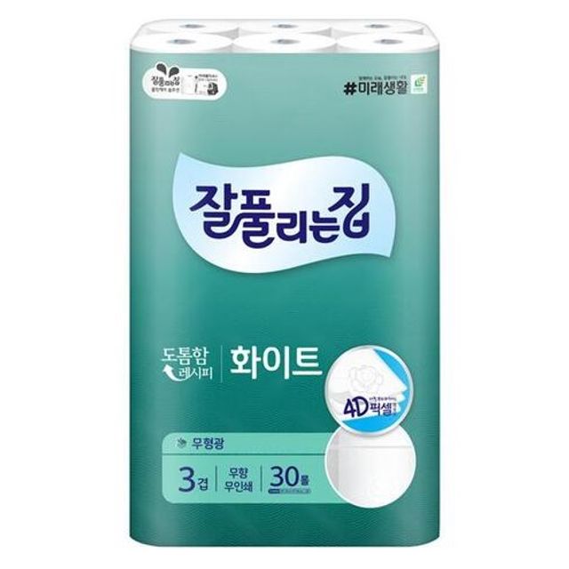 잘풀리는집 화이트앤소프트 두루마리휴지 3겹 30롤