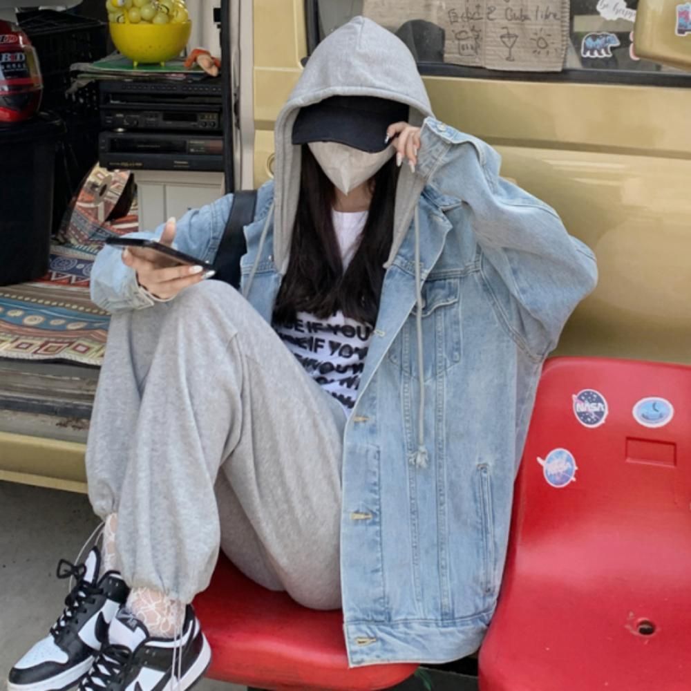 남녀공용 간절기 탈부착후드 커플 청자켓 데님자켓