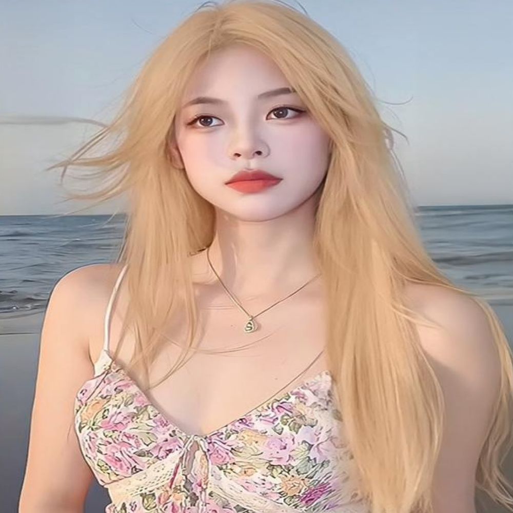 통가발 화사한 금발가발 인모 긴생머리 여자가발