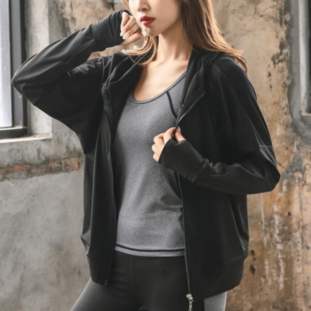 여성 헬스 스포츠 운동 후드 집업 트레이닝복 자켓