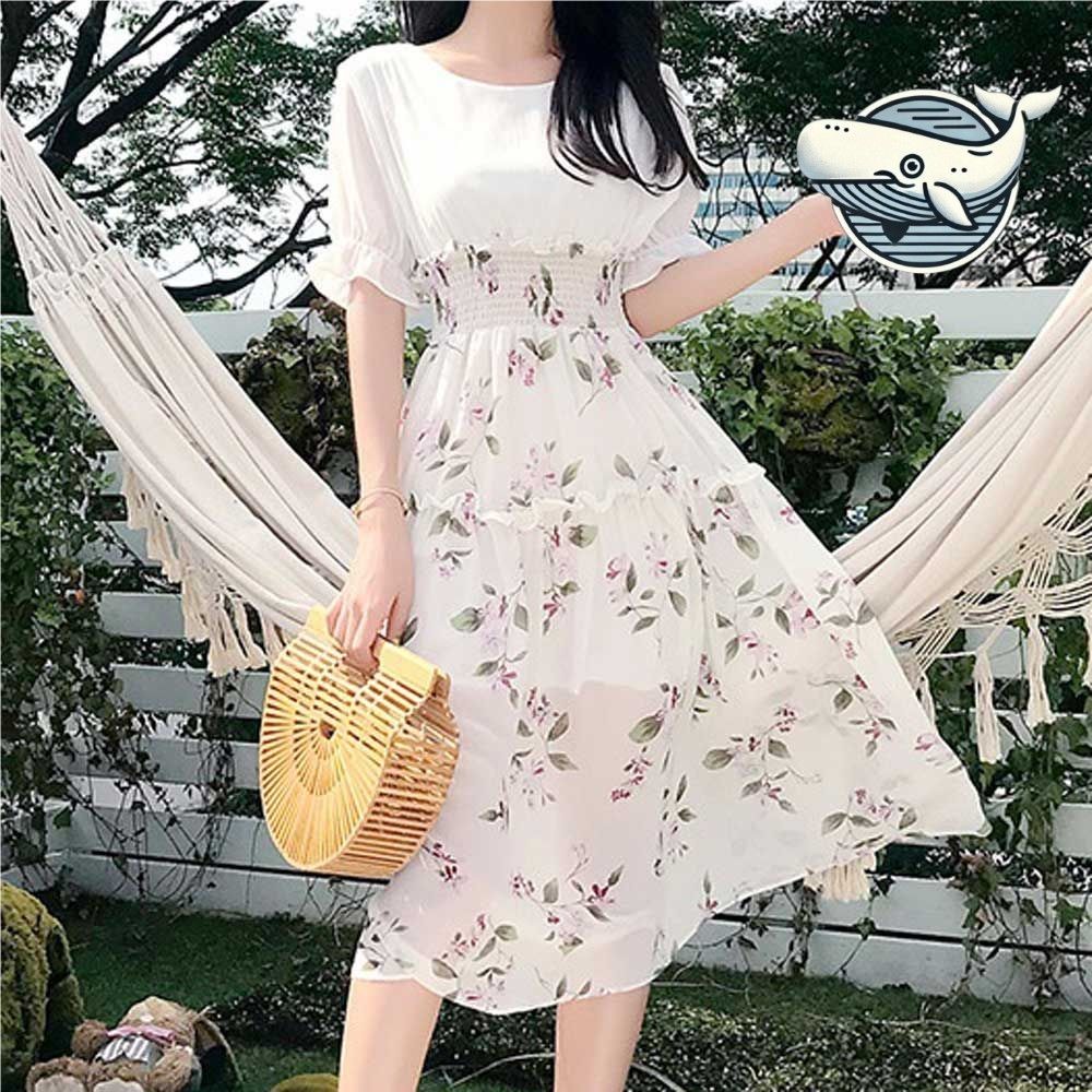 여성 여름 샤오프 손목 스모크핏 플레어