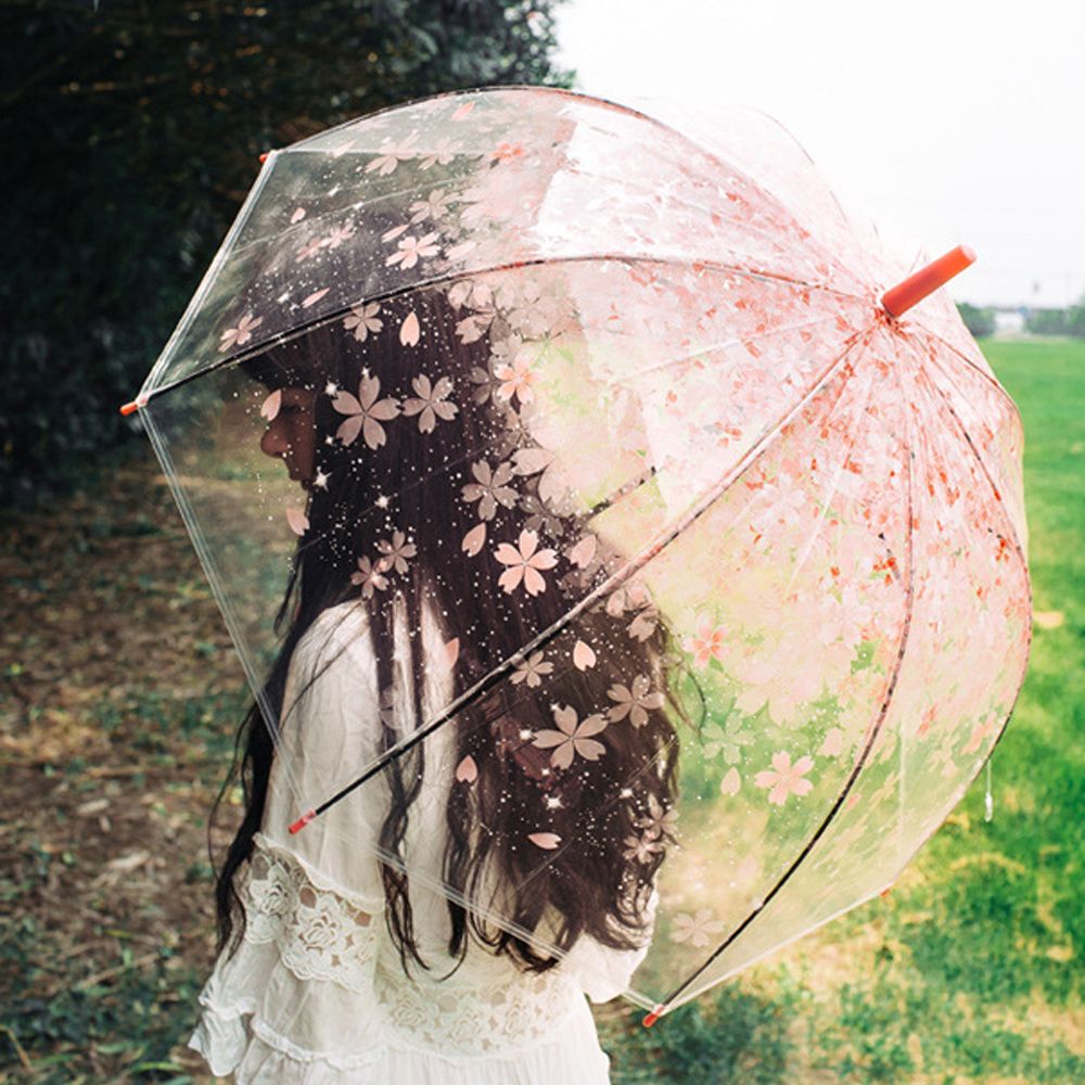 튼튼한 고급 투명 우산 예쁜 벚꽃 가벼운 장우산 2개