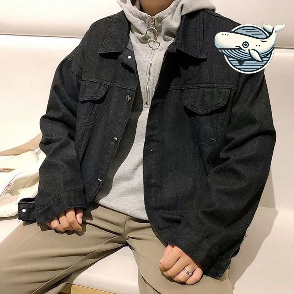학생 남성 캐주얼 블랙 데님 아우터 흑청 자켓
