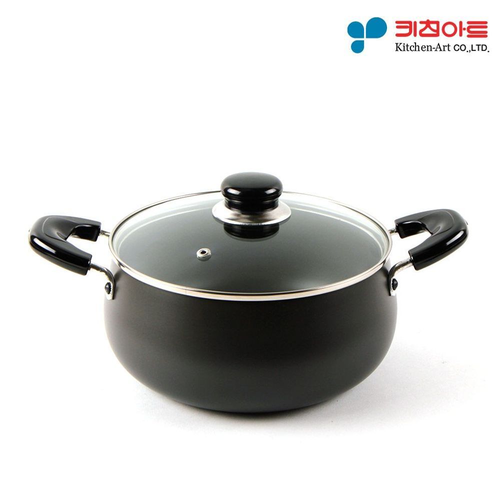 키친아트 쥬노 블랙 경질냄비 양수 26cm 국냄비 찌개