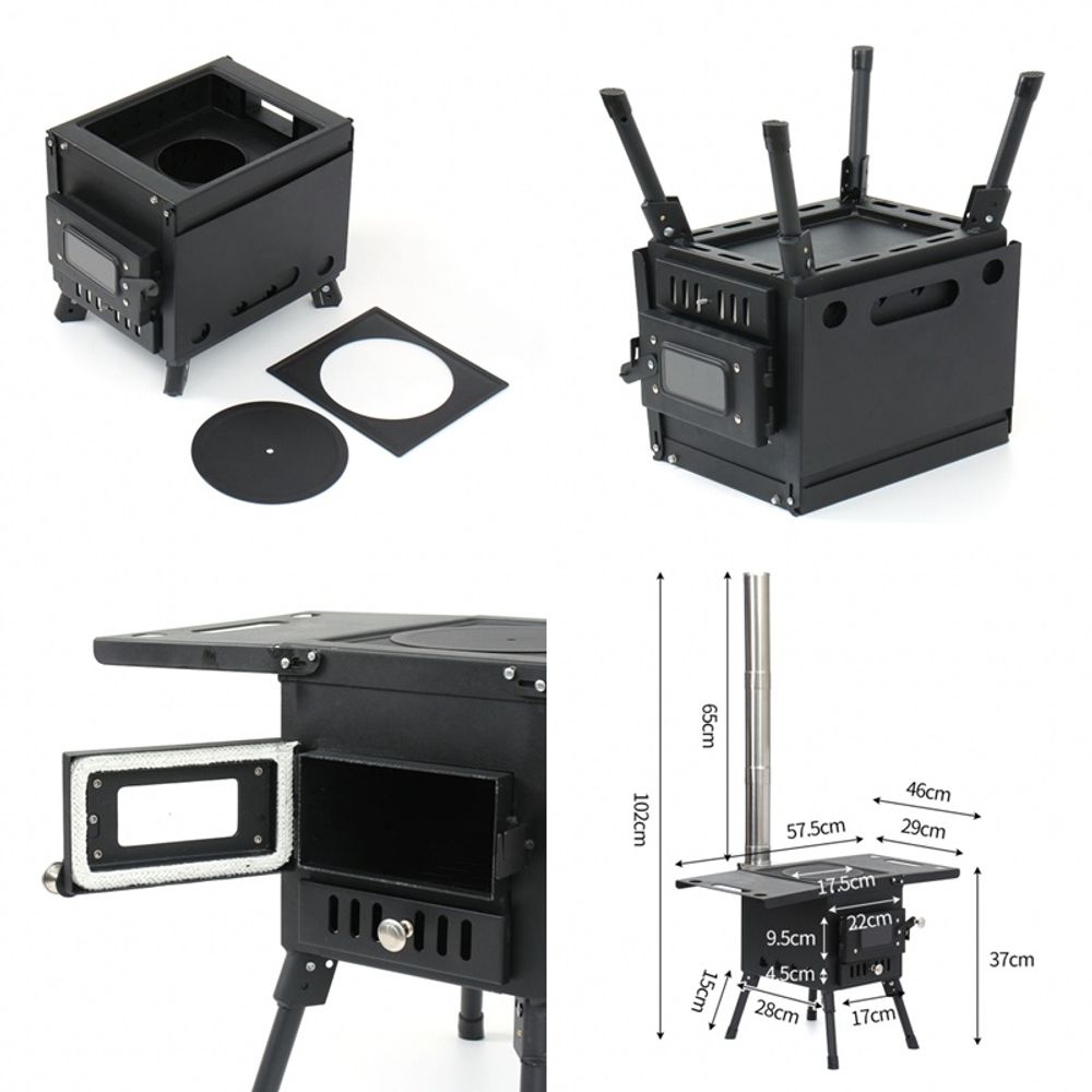 캠핑용 야외 접이식 화목난로 57x46 장작스토브 차박