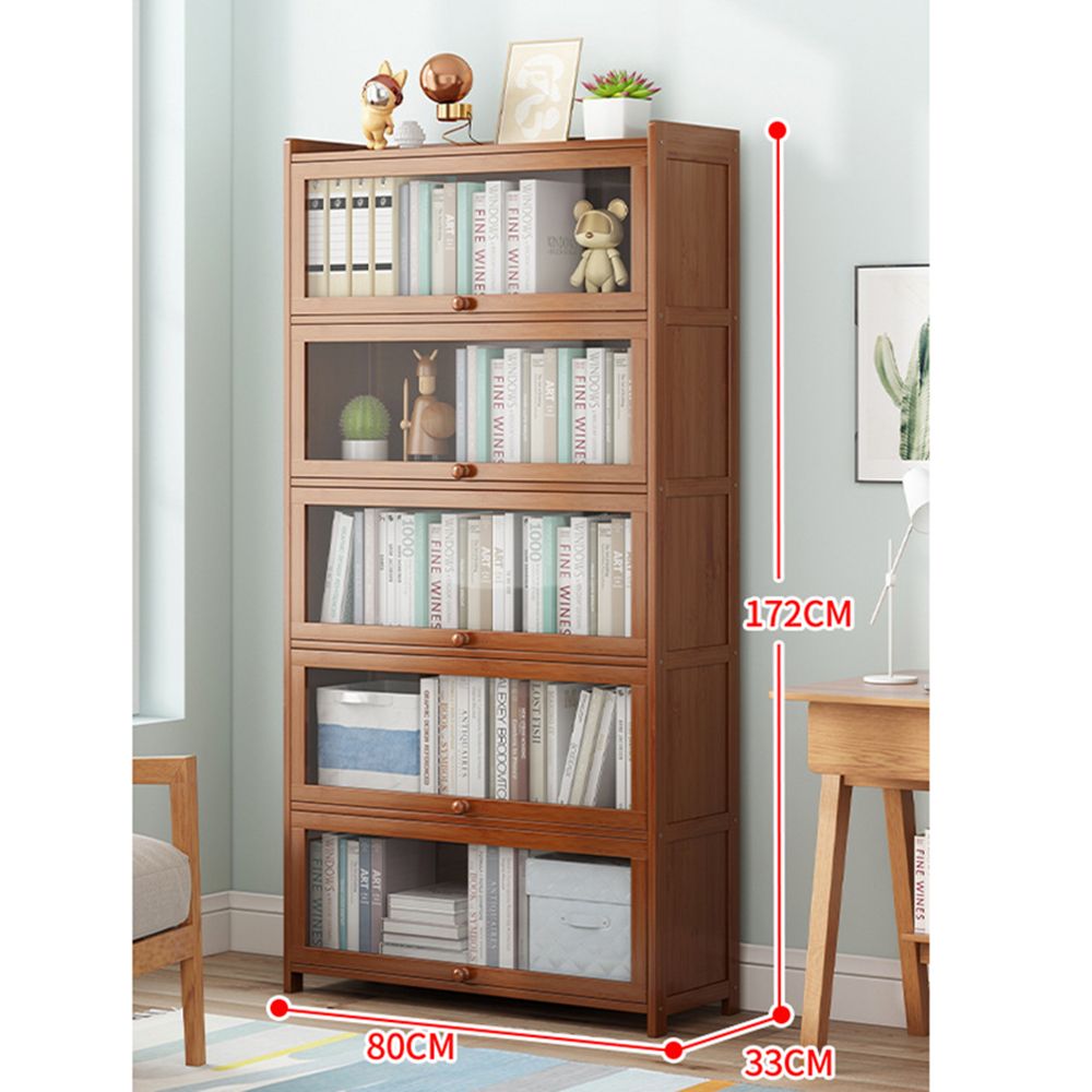 대나무 월넛 아크릴 6단 80cm 수납장