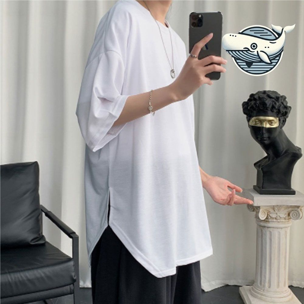 편안한 오버핏 남성 반팔 티셔츠 여름 라운드넥