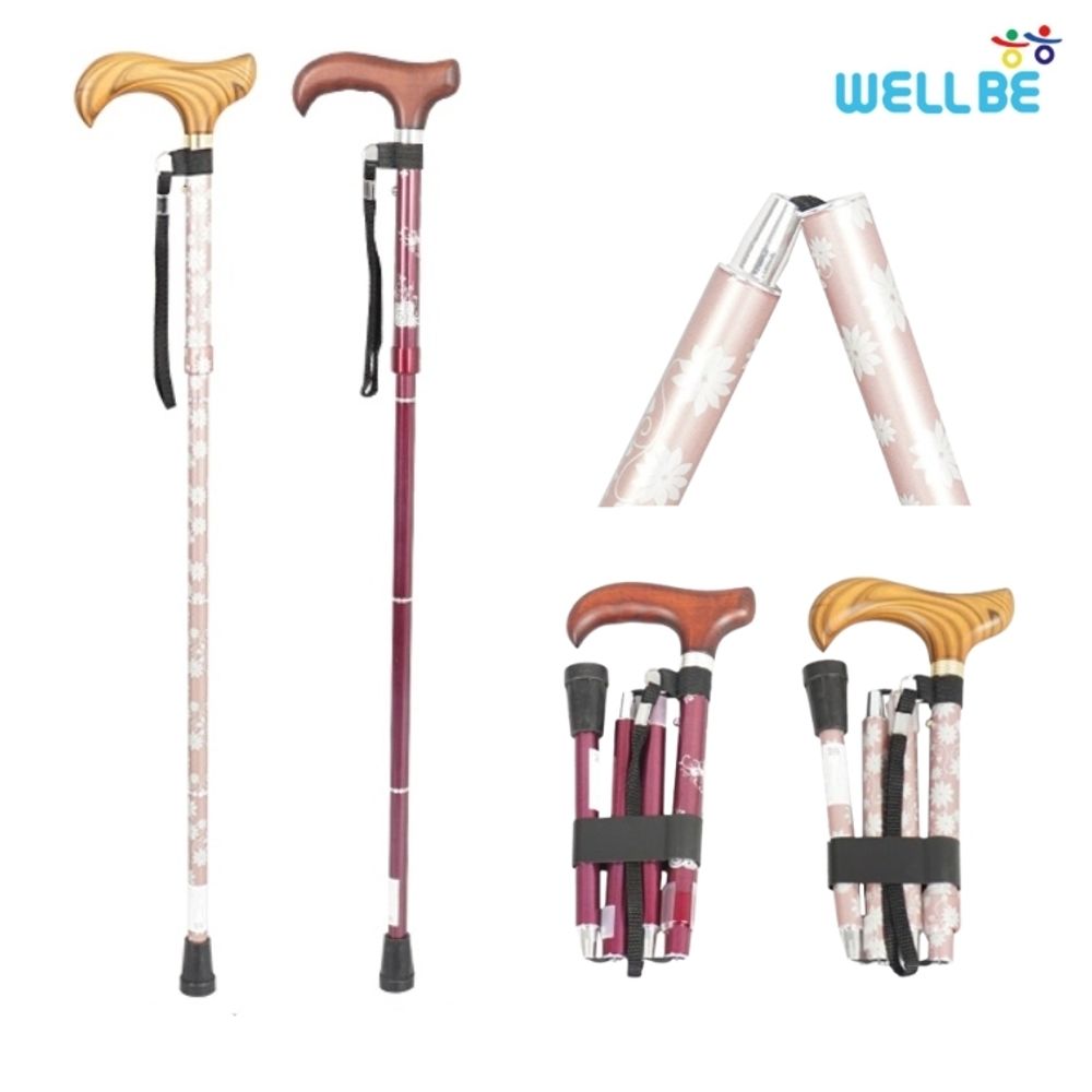 진산 웰비 3단 접이식 고급 꽃무늬 지팡이