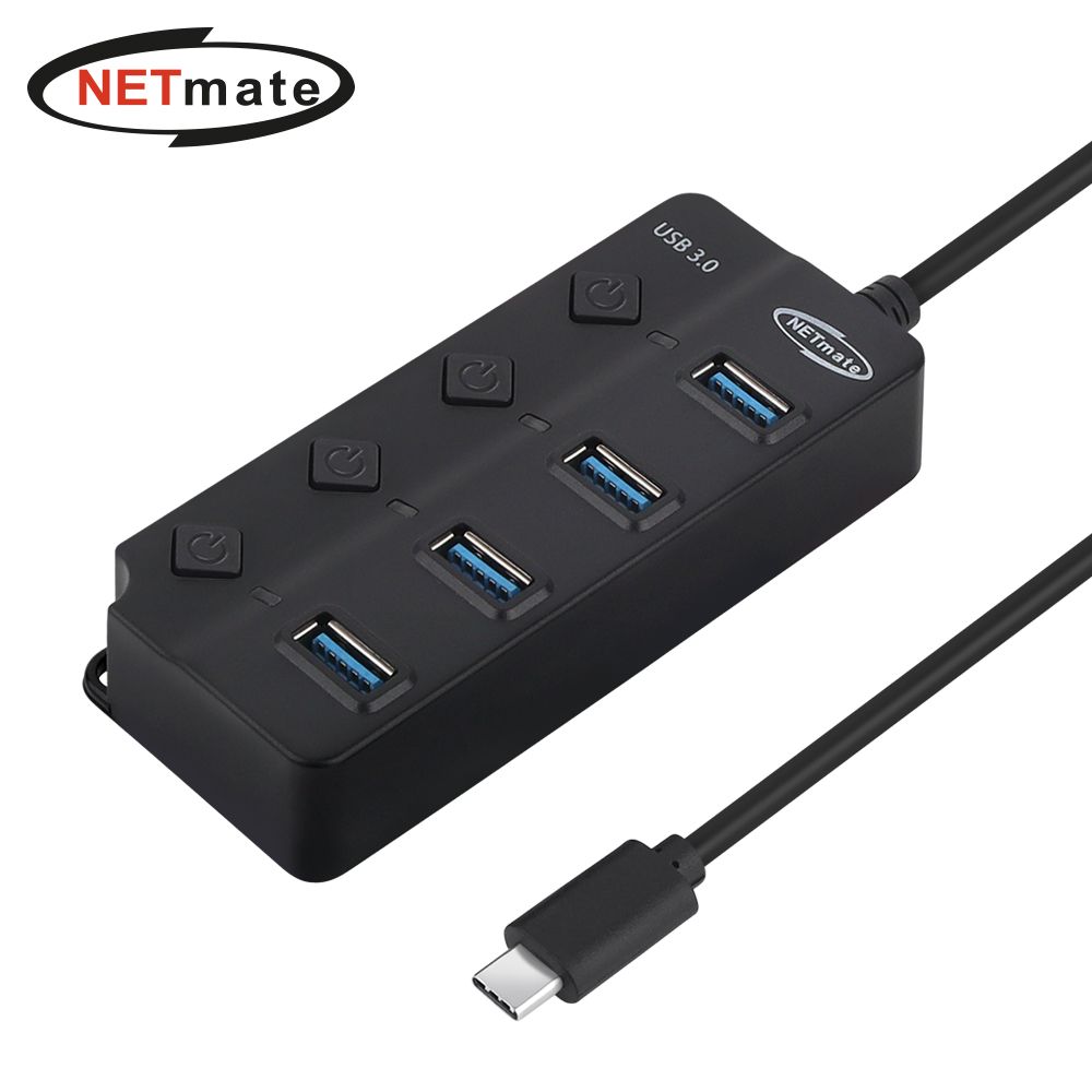 넷메이트 NM-UBC304 USB3.0 Type C 4포트 허브 블랙