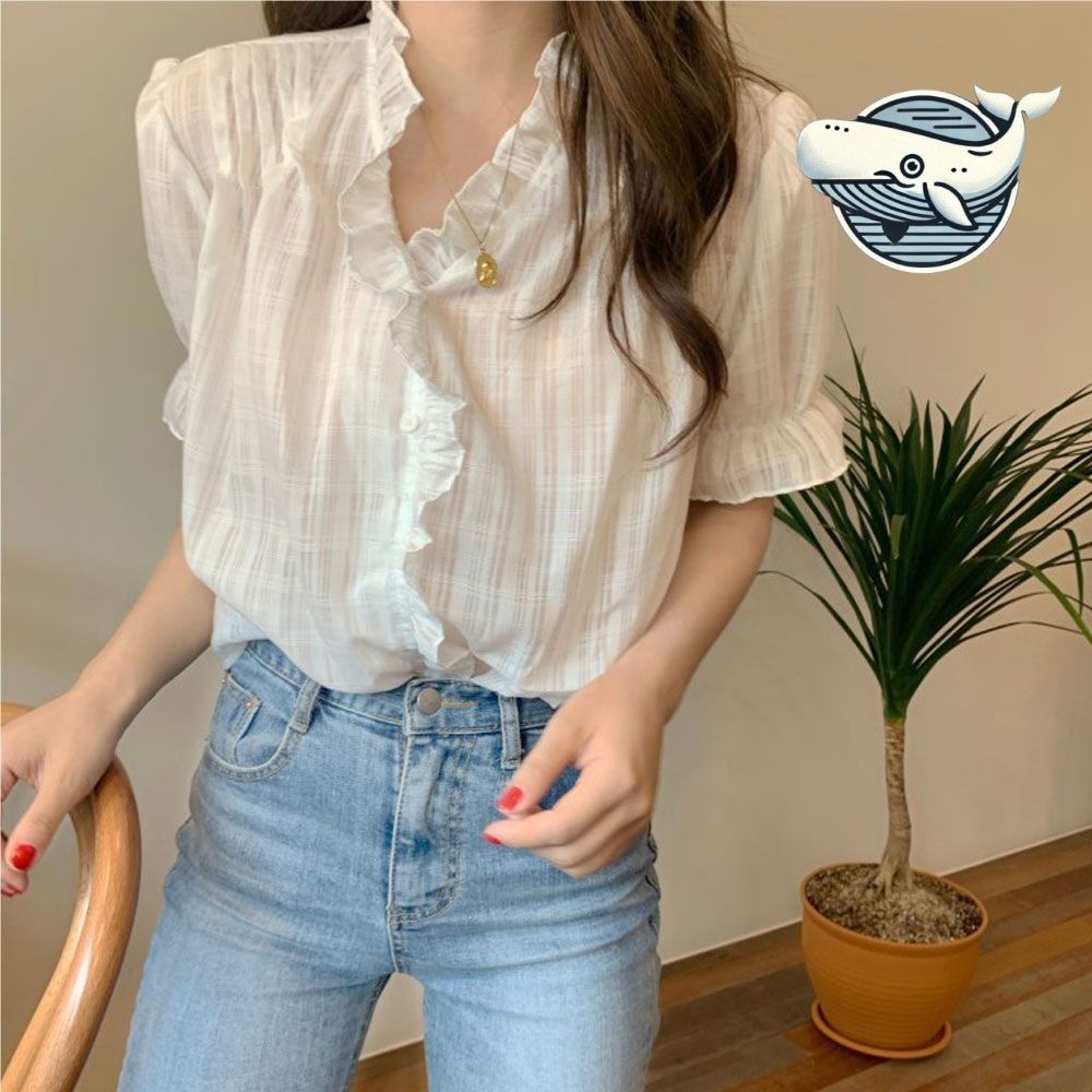 프릴 여름 블라우스 캐주얼 데일리 시원한