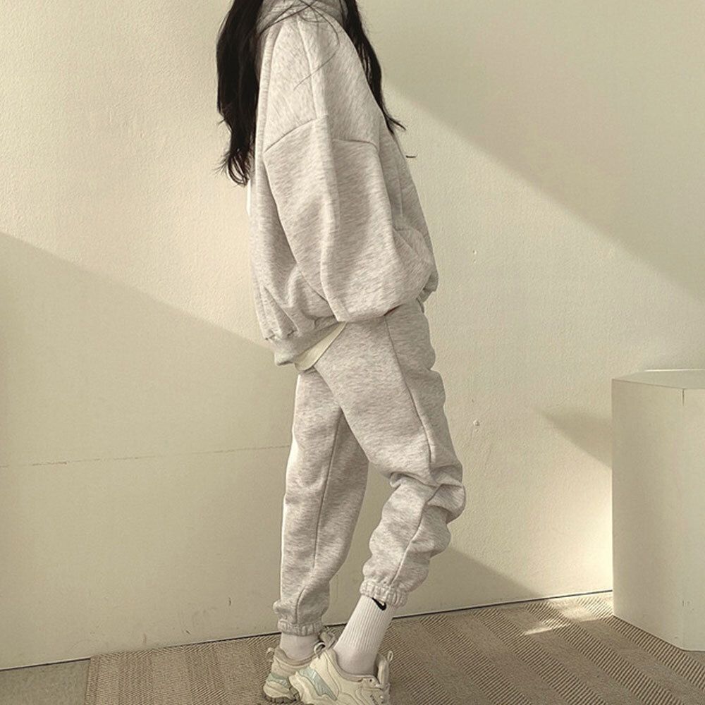 데일리 여성 봄 가을 캐주얼 프린팅 후드 티셔츠 셋업