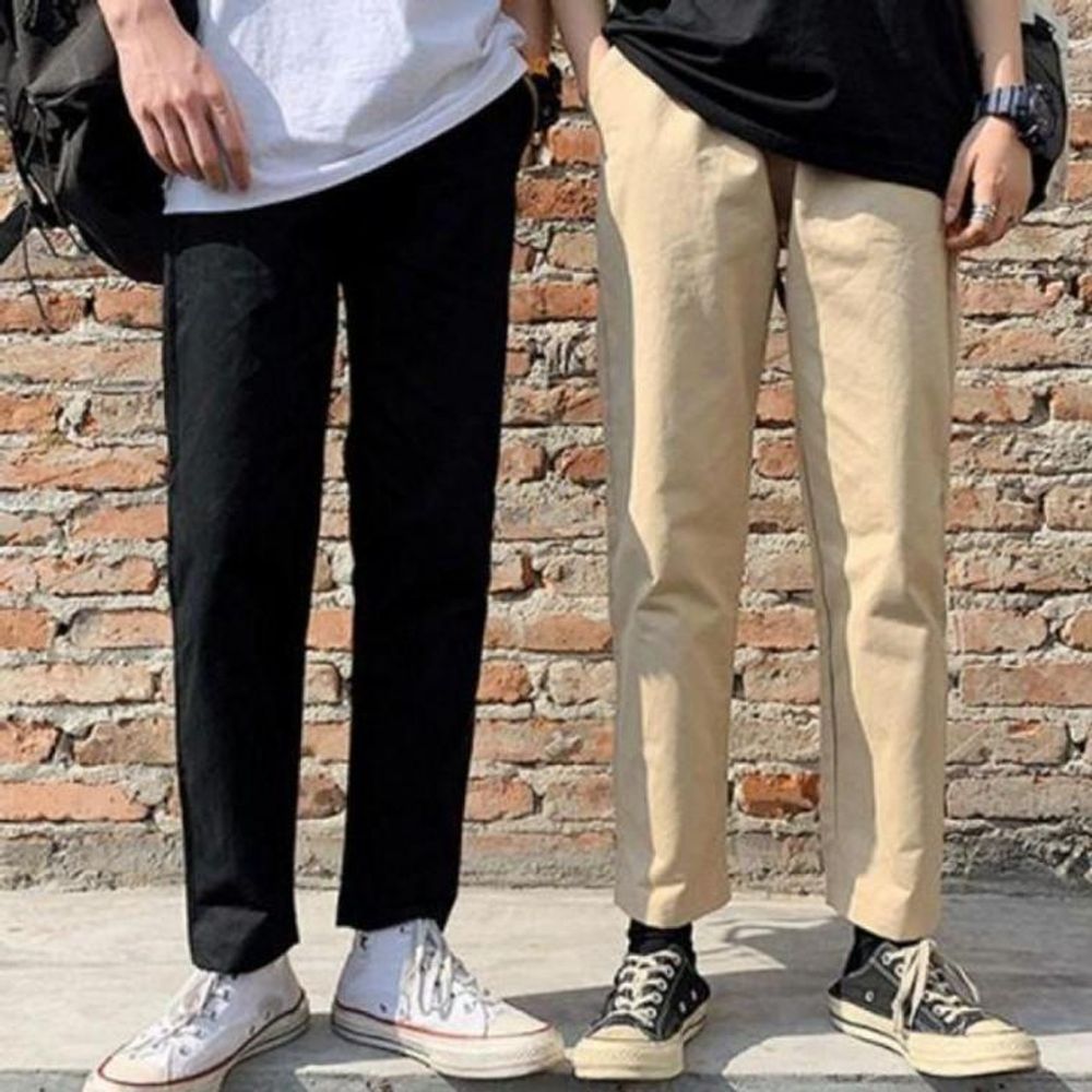 남자면바지 긴바지 캐주얼 9부바지 허리밴딩 남자 면