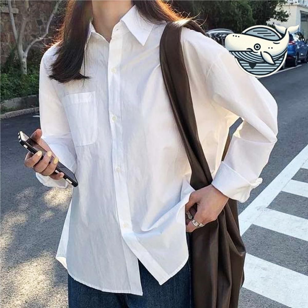 편안한 캐주얼 화이트 셔츠 데일리 여성용 기본