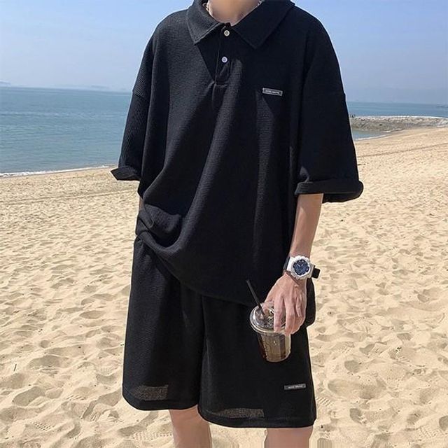 여름 오버핏 카라 반팔 티셔츠 셋업 IS SS52 패션반팔