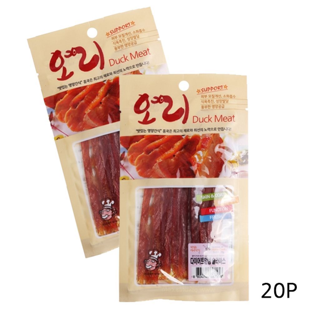 강아지 오리 스타일 슬라이스 70g 20P 고품질 육포 영