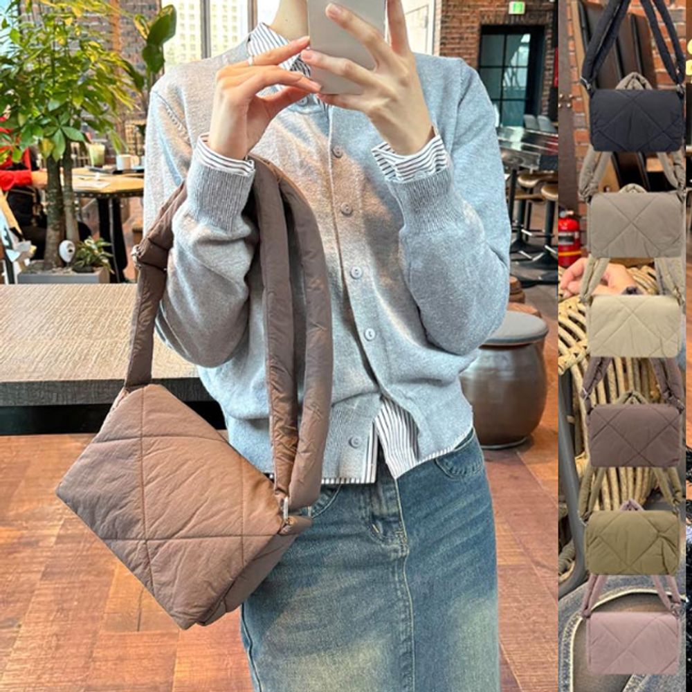 여성 소프트 패딩 크로스백 1P 데일리 퀄팅 옆가방
