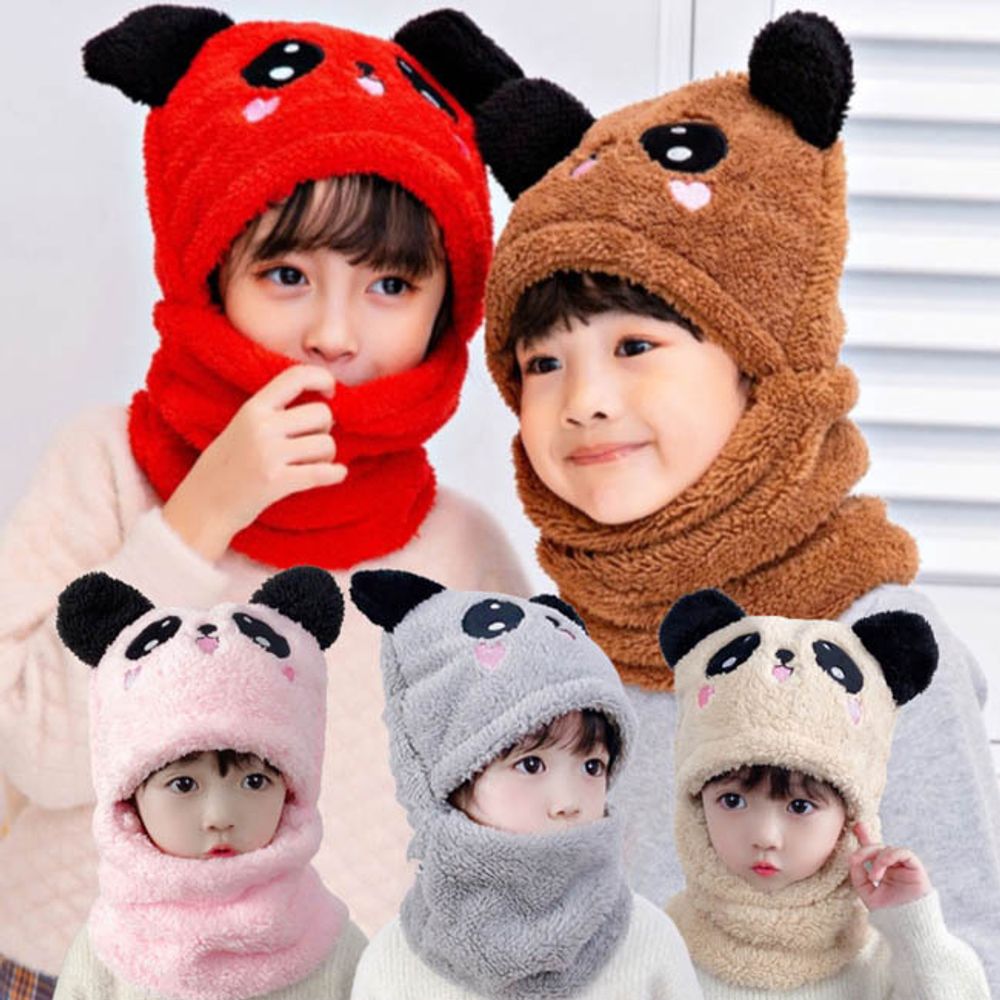 겨울 귀여운 부드러운퍼 팬더모자 방한용 아동모자 겨울 귀여운 부드러운퍼 팬더모자 방한용 아동모자