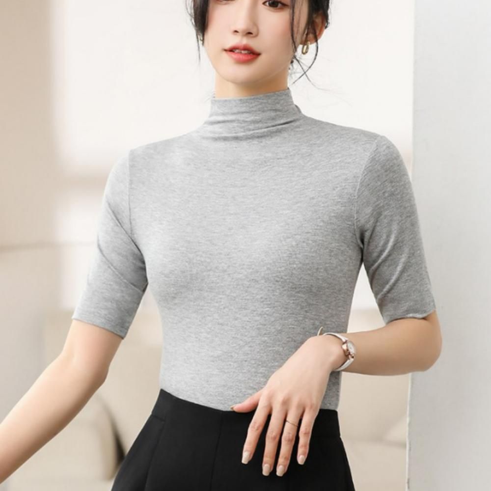 반팔 반목티 얇은 이너 목폴라 여성 기본 베이직