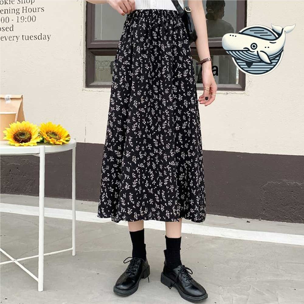 여성용 플라워 롱스커트 편안한 나들이 데일리