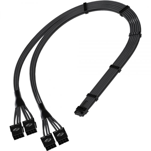 12VHPWR to PCI-E 8핀x4 변환 슬리빙 케이블0.45m블랙
