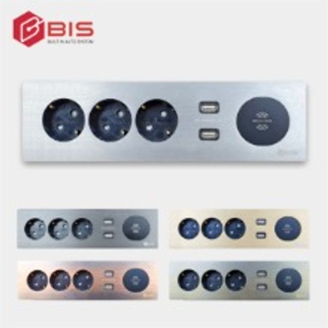 BIS 빌트인콘센트 BID-2003FW 플렛 헤어라인 실버