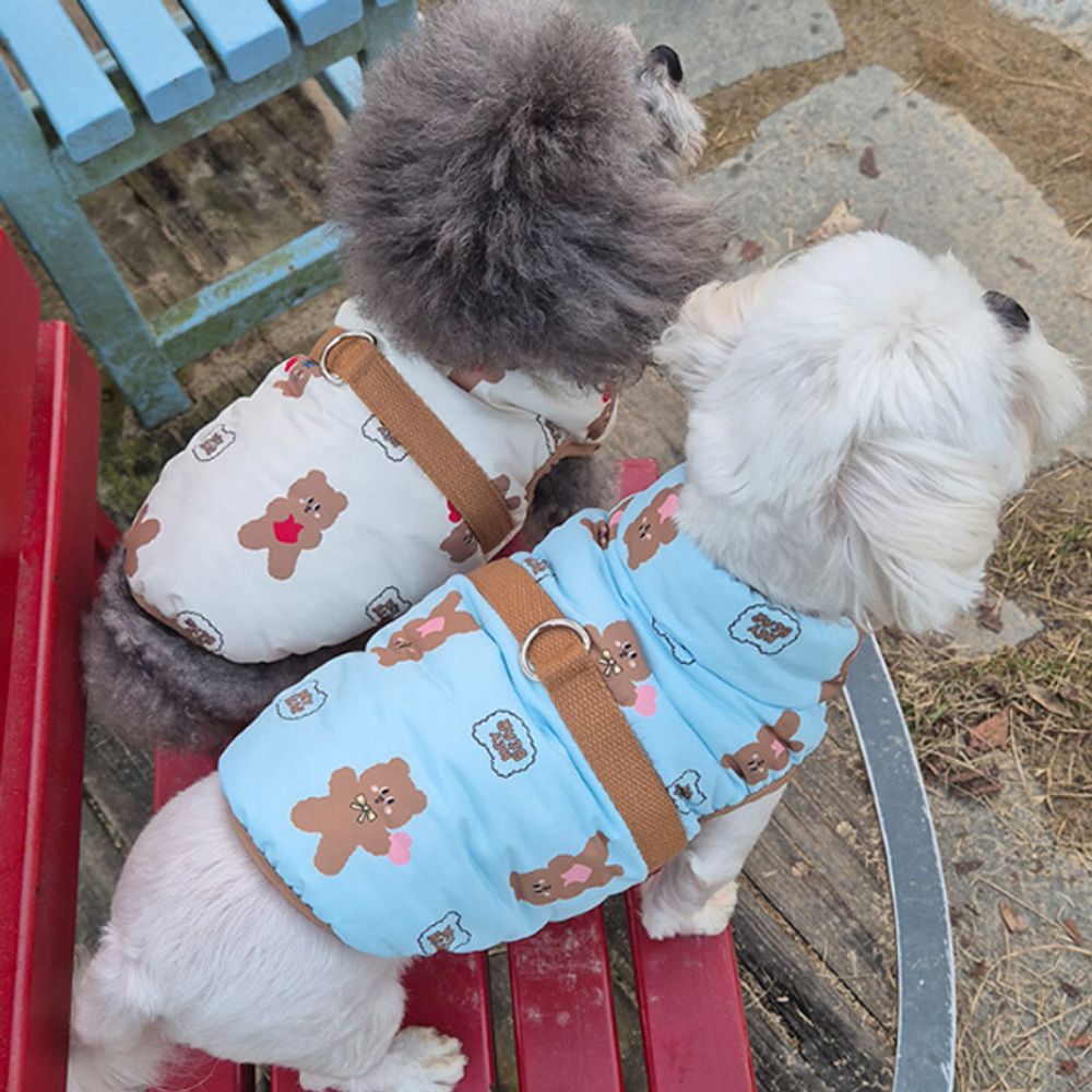 강아지 곰돌이 양털 패딩 2XL 1P 하네스링 똑딱이