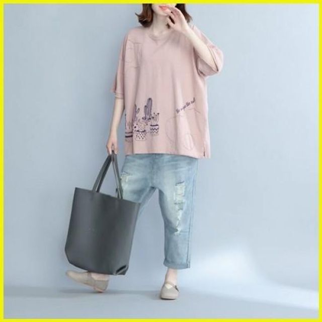 빅사이즈 화분티셔츠 여름티 데일리룩 티셔츠 라운드