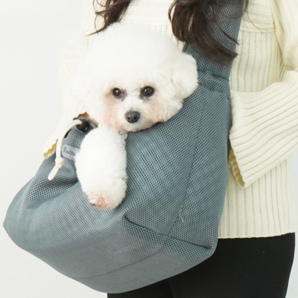 강아지 끌레 메쉬 슬링백 그레이 1P 애견 이동가방