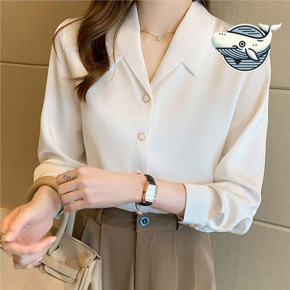 오피스룩 카라 블라우스 세련된 주얼리버튼