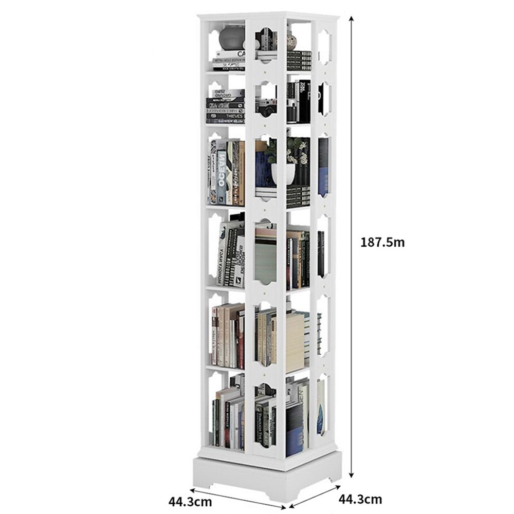 원목 회전 6단 화이트 책장 폭44.3cm 360도