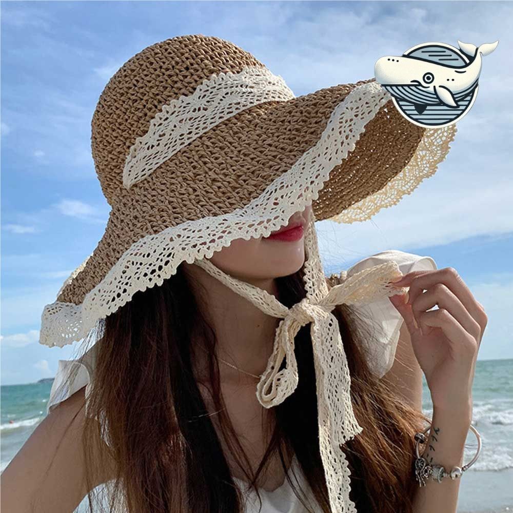 여름 휴양지 패션 모자 라탄 버킷햇 레이스