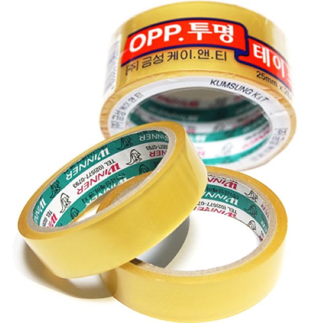 금성 OPP 투명 2등분 테이프 25mm x 2EA 25M 박스