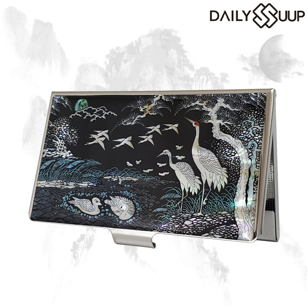 명함지갑 자개 명함케이스 나전칠기 디자인-송학